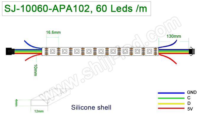 APA102 Addressable RGB Led Strip 60LEDs/m-Shenzhen Shiji Lighting Co., Ltd.