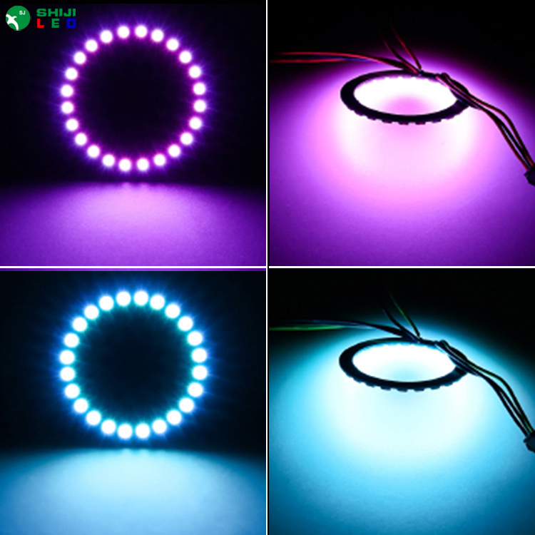 Hot sale Digital Full Color 16leds 24leds 65m 45m RGB SK6812 Pixel DC5V Circle Led Ring for indoor
